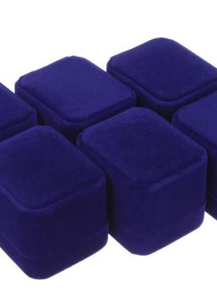 Коробочки для бижутерии бархатные синие 5*5,5*4см  (упаковка 12 шт)4 фото