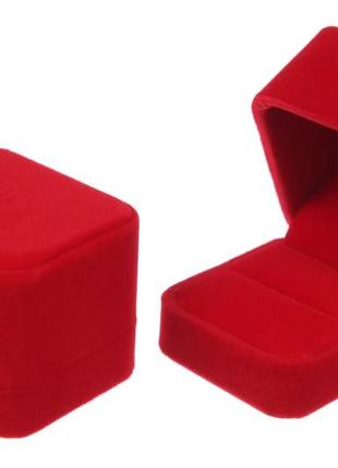 Коробочки для бижутерии бархатные красные 5*5,5*4см  (упаковка 12 шт)3 фото