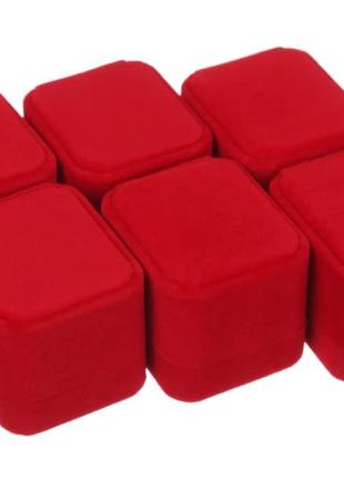 Коробочки для бижутерии бархатные красные 5*5,5*4см  (упаковка 12 шт)4 фото