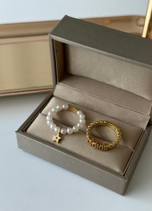 Брендовое кольцо двойное в позолоте