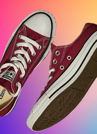 Кеди converse вишневі 35(22.5) 38(24.5) 40(25) red bordo white короткі низькі 🍒 бордові унісекс