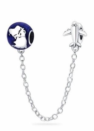 Серебряный шарм бусина подвеска бусина-подвеска в стиле пандора pandora нова с биркой и пробой s925 серебро 925 проби странствовань самолет