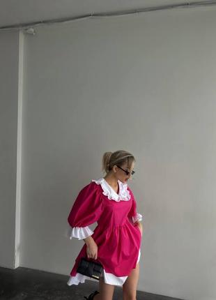 Жіноча малинова шикарна казкова сукня в стилі baby doll з підспідницею