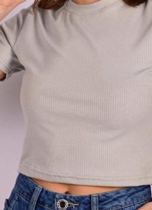Кроп-топ/футболка в рубчик, з короткими рукавами6 фото
