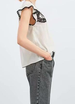 Zara бавовняна блуза з вишивкою2 фото