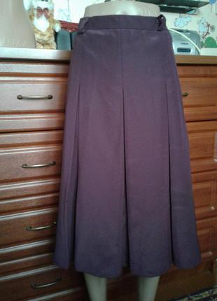 Миди-юбка цвета сливы-баклажана на подкладке50р1 фото