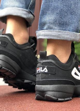 Р.44 кросівки fila disruptor 2 (чорні, біле лого)4 фото