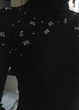 Черный свитер со стразами zara2 фото