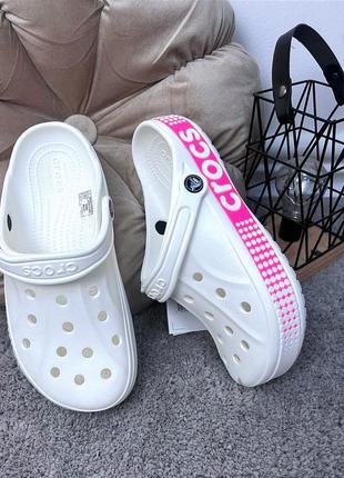 Crocs bayaband logo motion white крокси сабо жіночі лідер продажів