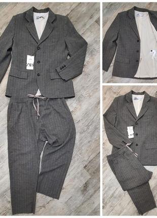 Дуже крутий, стильний брючний костюм pinstripe zara зі сумішевої вовни. new2 фото