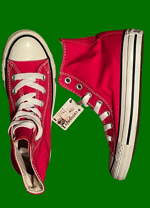 Кедр converse red white 35(22см) высокие красные унисекс1 фото