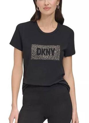 Футболка dkny чорна жіноча з камінням