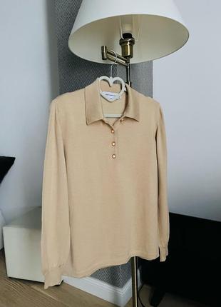 Красивый итальянский поло лонгслив pier angelini 100% pure new wool в стиле max mara