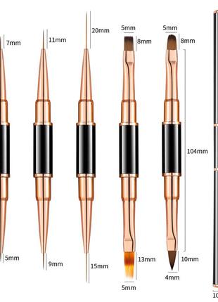 Профессиональный набор 5шт двухсторонних кистей для полигеля, акрила, тонкая кисть, омбре, рисования5 фото