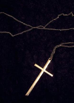 Кулон "хрест" на довгому ланцюжку/ длинная цепочка с крестиком