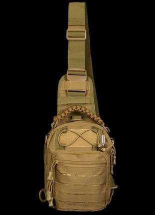 Тактична сумка adapt camotec coyote, чоловіча сумка через плече, військова сумка койот однолямкова