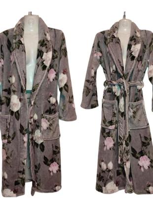 Плюшевый халат с цветочным принтом1 фото