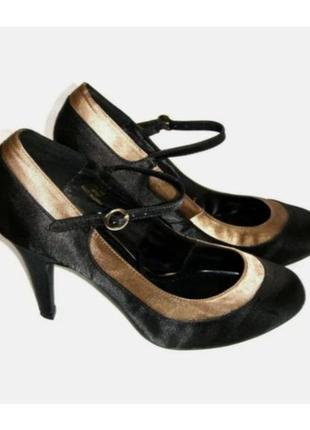 Жіночі атласні туфлі "чорне золото", розмір 38 (повномірні)