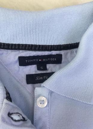 Поло нежно-голубое tommy hilfiger slim fit4 фото