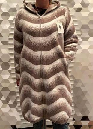 Шикарное пальто кардиган с альпаки, размер универсальный.