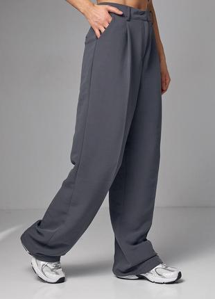 Классические брюки со стрелками прямого кроя - серый цвет, s (есть размеры)5 фото