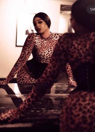 Соблазнительное платье кошка леопард с перчатками и чулками7 фото
