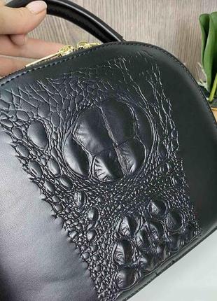 Женская мини сумочка клатч рептилия черная, маленькая полукруглая сумка под рептилию6 фото