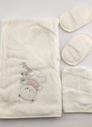 Подарунковий набір банний халат для купання подарунок для новонароджених на новонародженого3 фото