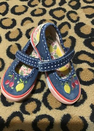 Тапочки перевзуття пінетки tu джинс фрукти лимон вишеньки