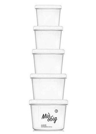 Набір пластикових контейнерів круглих 5 предметів арт.96и тм народний продукт "kg"