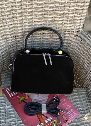 Замшевая женская сумка на и через плечо polina & eiterou жіноча полина сумочка