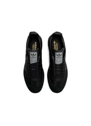 Кроссовки мужские кожаные adidas originals samba all black черные повседневные кеды из натуральной кожи адидас8 фото