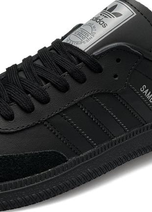 Кроссовки мужские кожаные adidas originals samba all black черные повседневные кеды из натуральной кожи адидас3 фото