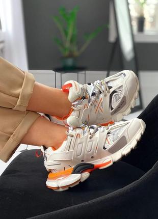 Женские кроссовки balenciaga track trainer white/orange