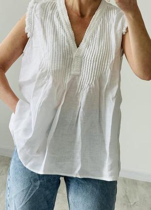 Блуза майка рубашка льон лляна zara