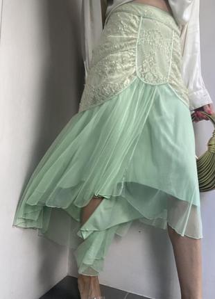 Редкая юбка от nina austin дизайнерская юбка с кружевом1 фото
