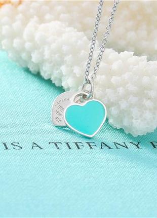 Серебряный кулон mini double heart tag pendant tiffany & co4 фото