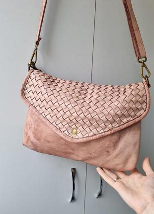 Шкіряна сумка, плетена сумка, стильна сумка, сумка клатч, плетена шкіра, сумка стиль вінтаж4 фото
