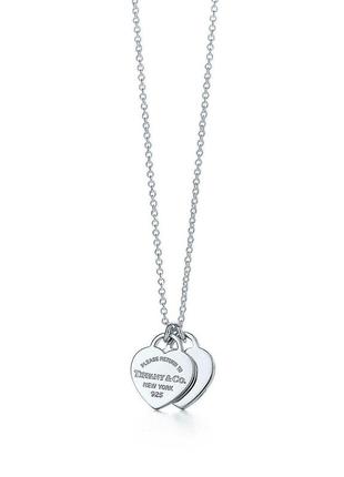 Серебряная подвеска double heart pendant necklace tiffany & co