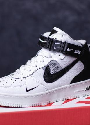 Кросівки nike air force 1 mid lv8 білі з чорним, кросівки