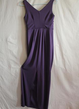 Длинное фиолетовое платье с драпировками2 фото
