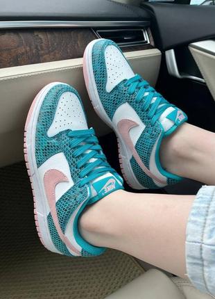 Жіночі кеди nike dunk washed teal snakeskin з натуральної шкіри