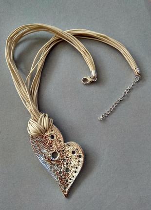 Кулон подвеска серце с кристаллами аврора бореалис. англия винтаж6 фото