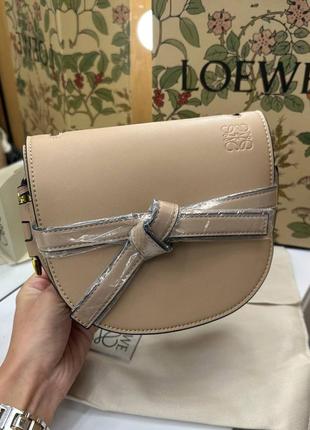 Сумка жіноча в стилі loewe big gate dual beige5 фото