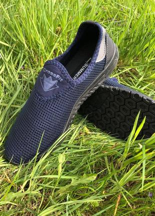 Мужские кроссовки из сетки 43 размер. летние кроссовки, мягкие кроссовки сетка. модель 17621. цвет: синий8 фото