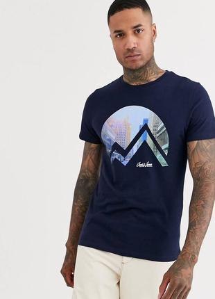 Фірмова футболка синього кольору jack&jones made in bangladesh, блискавичне надсилання 🚀⚡