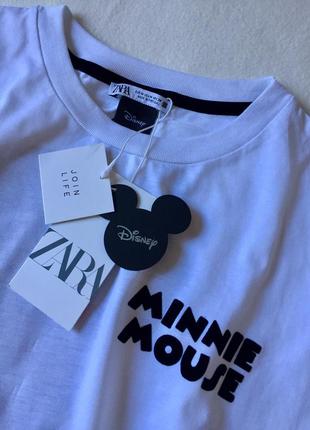 Футболка белая zara {minnie mouse}2 фото