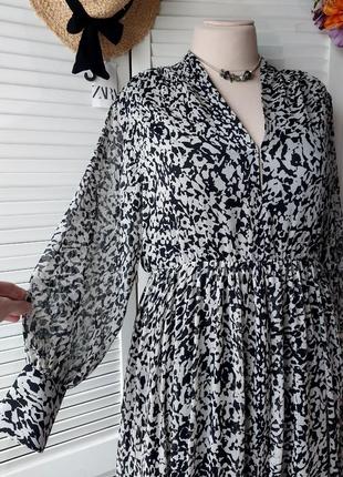Платье длинное серое чёрное с принтом h&m5 фото