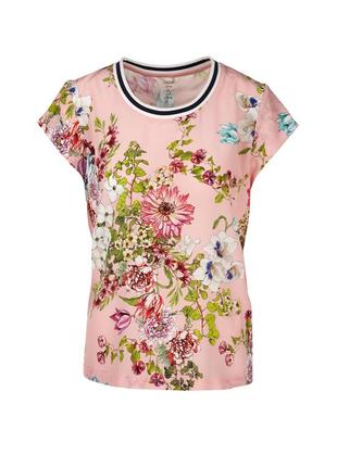 🌸🌸🌸 женская футболка топ marc cain из  шелка в цветочный принт1 фото