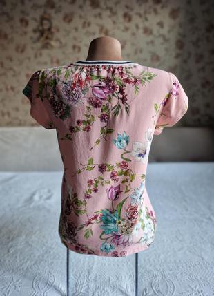 🌸🌸🌸 женская футболка топ marc cain из  шелка в цветочный принт4 фото